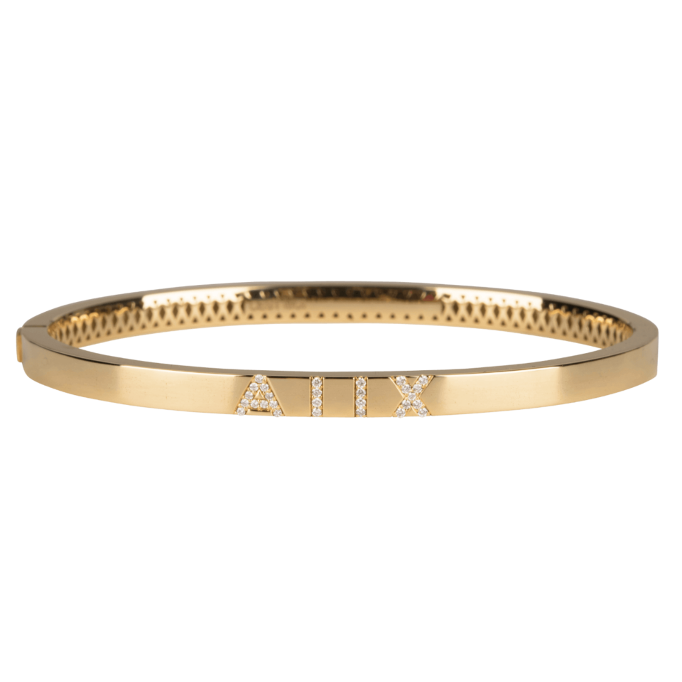 Gouden armband met diamanten initialen en cijfers