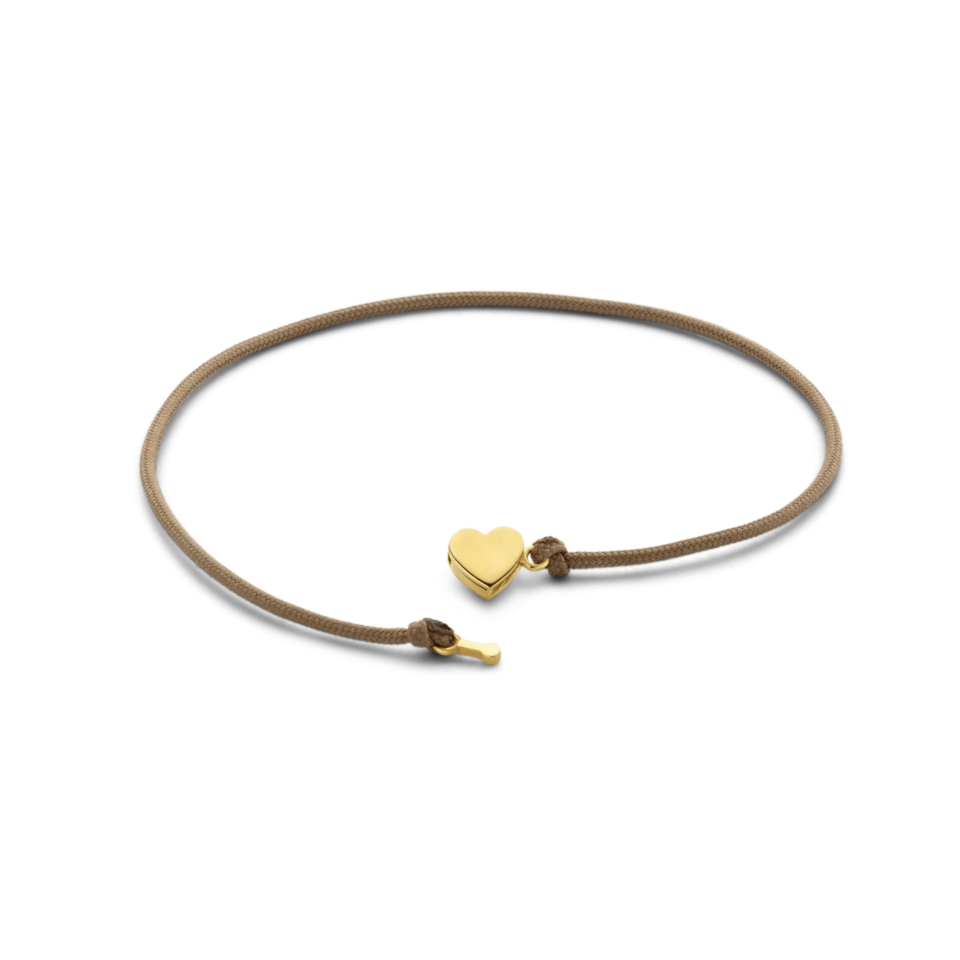 Koord armband met gouden hart symbool