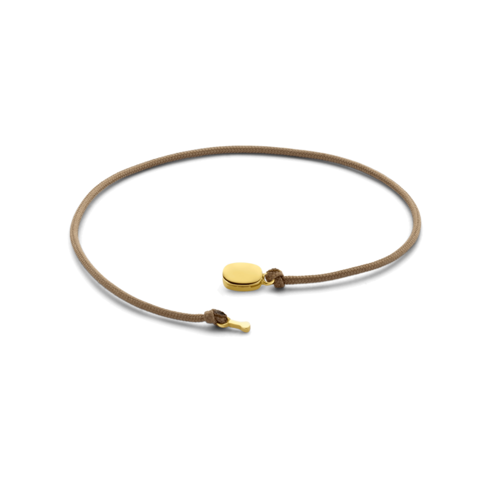 Koord armband met ovaal gouden symbool