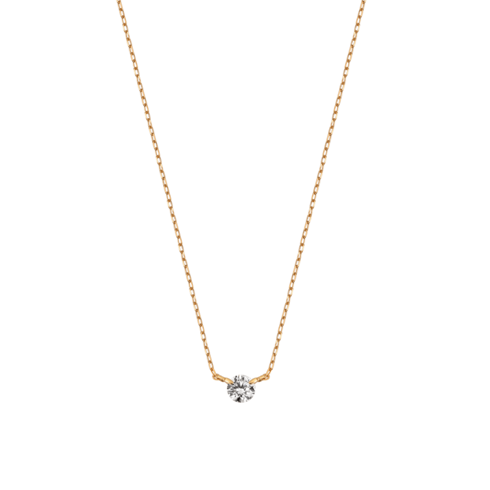 Gouden collier met diamanten solitair